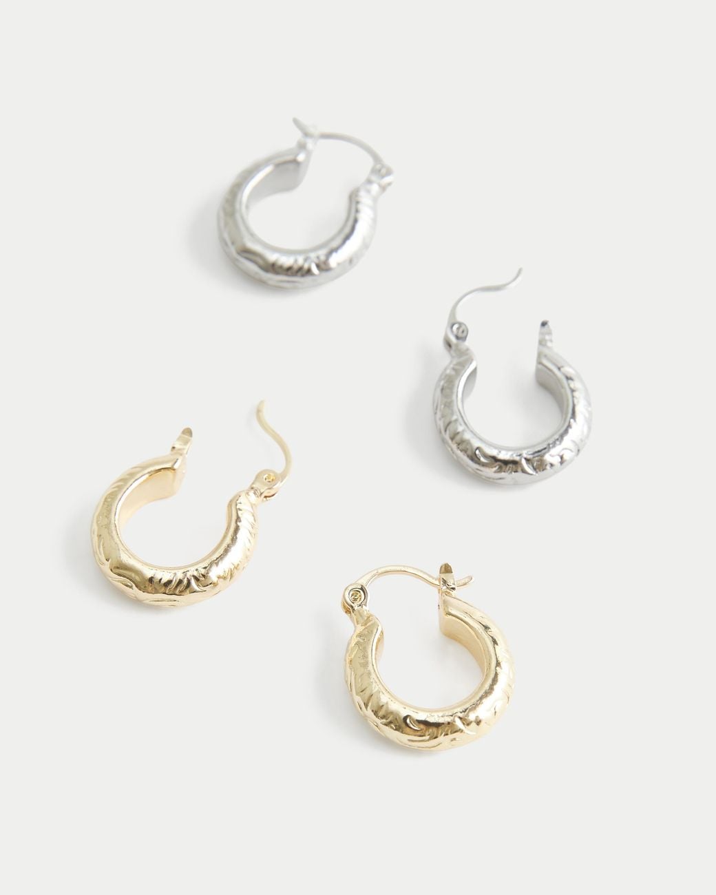 Hollister White Silver And Gold Hoop Earring 2-pack