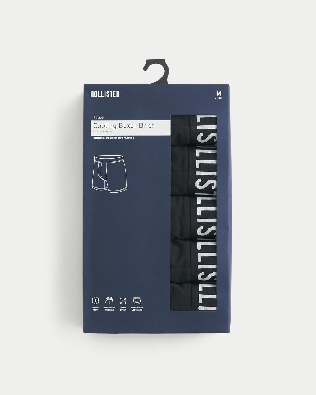 Hollister Black Cooling Boxer Brief 5-pack for men