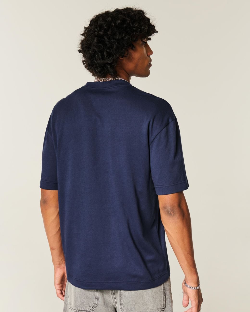 Hollister Blue Boxy Logo Cooling Tee for men