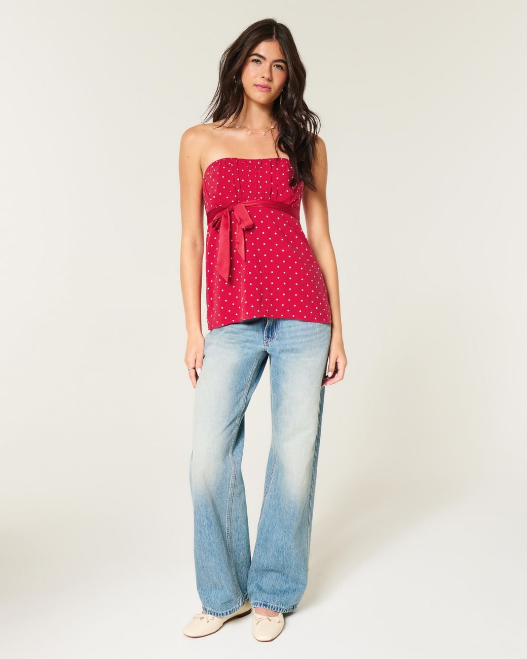 Hollister Red Easy Strapless Babydoll Top