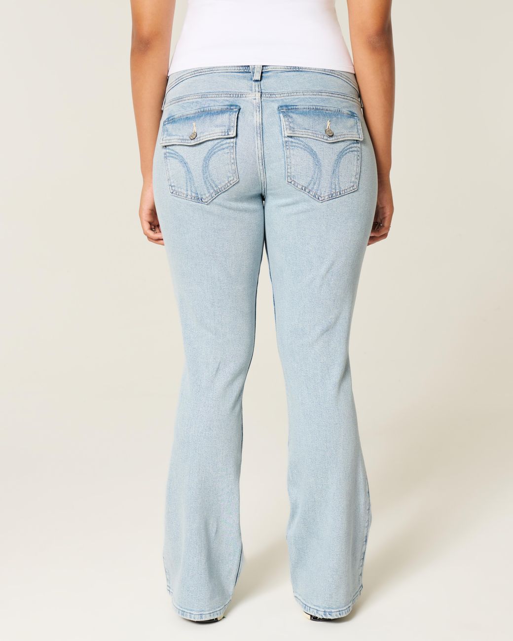 Hollister Blue Low-rise Light Wash Bootcut Jeans