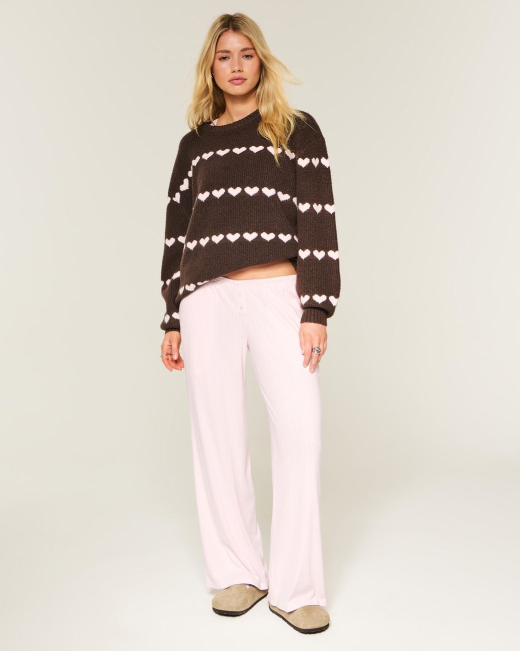 Hollister Pink Always Cozy Pointelle Wide-leg Boxer Pants