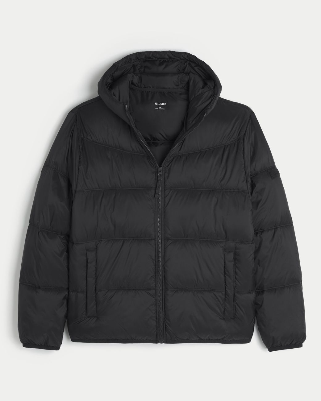 Hollister Black Hooded Puffer Jacket for men
