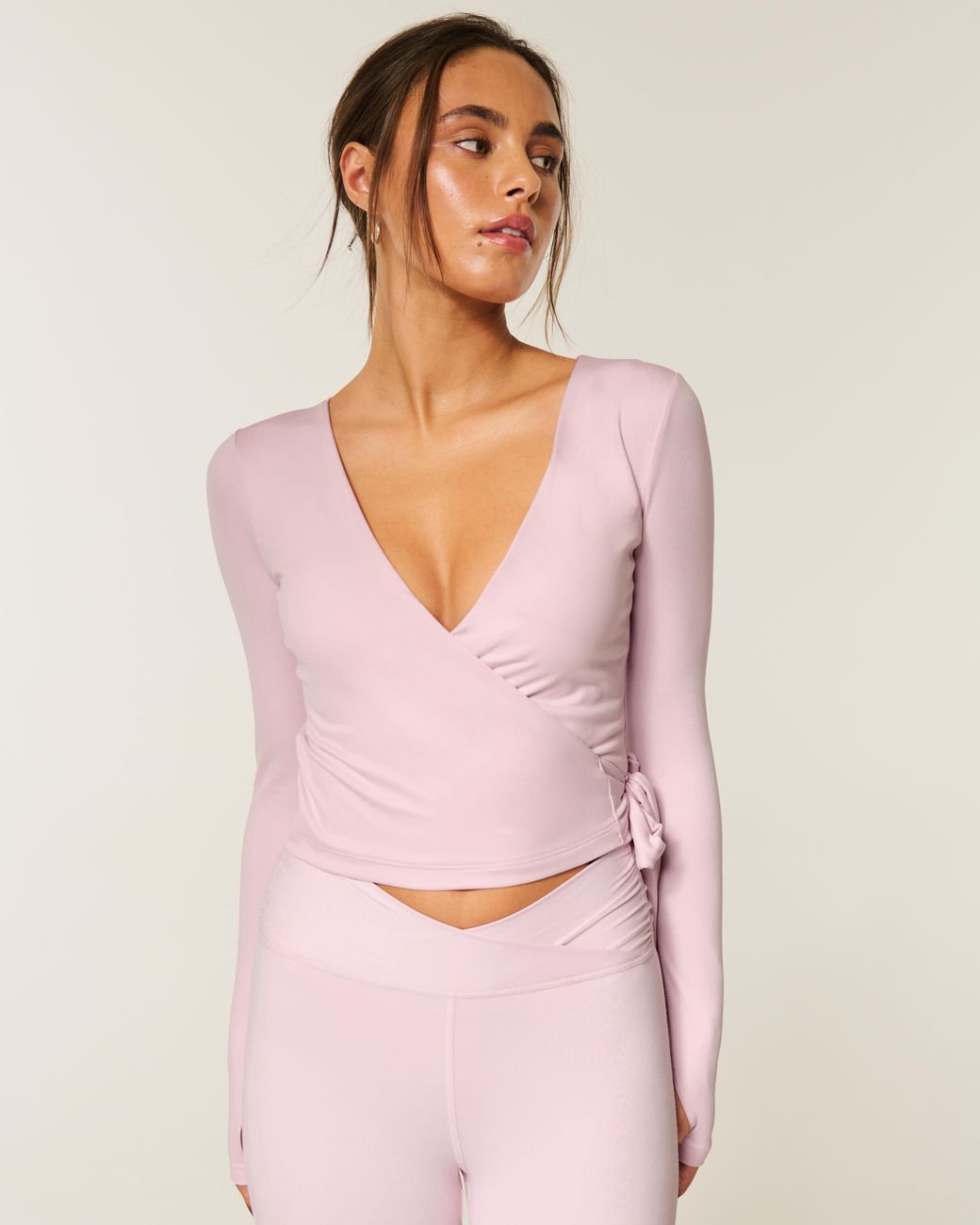 Hollister Pink Gilly Hicks Active Recharge Long-sleeve Wrap Top