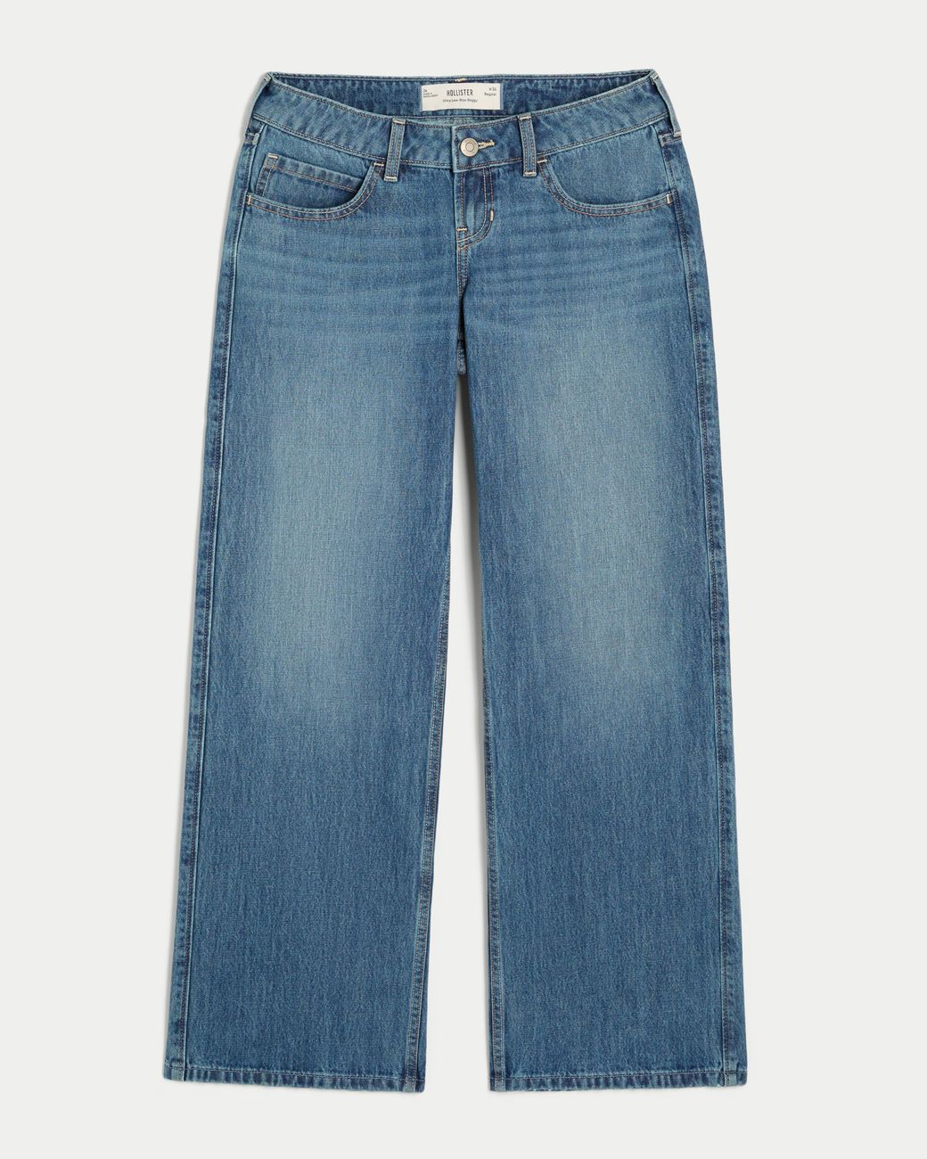 Hollister Blue Ultra Low-rise Medium Wash Baggy Jeans