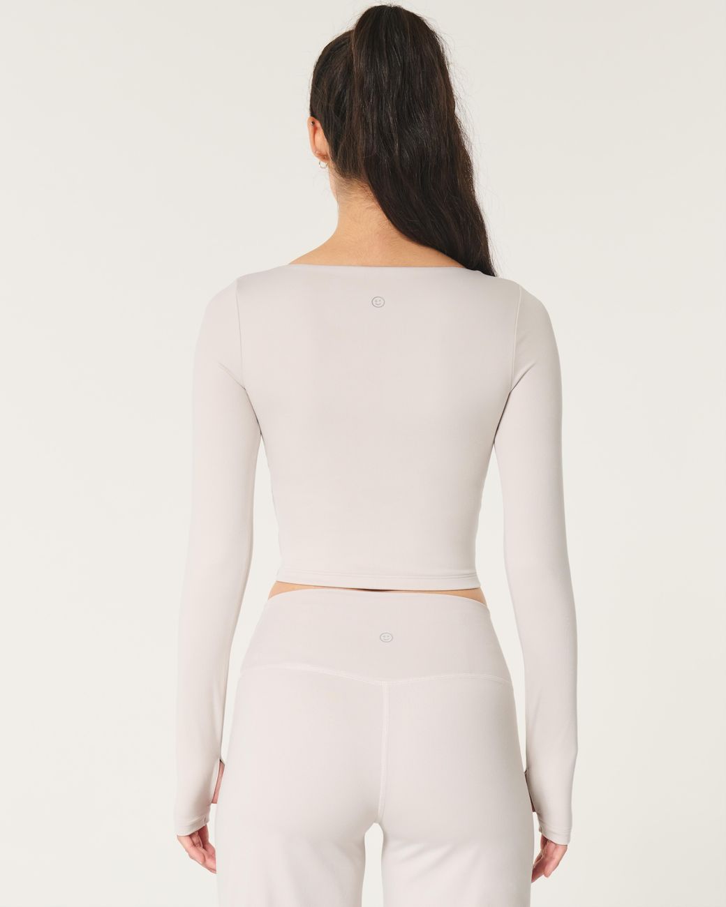 Hollister White Gilly Hicks Active Recharge Long-sleeve Plunge Top
