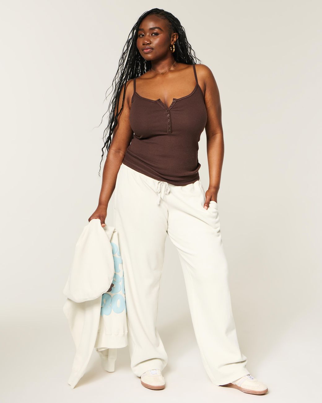 Hollister White Low-rise Baggy Sweatpants