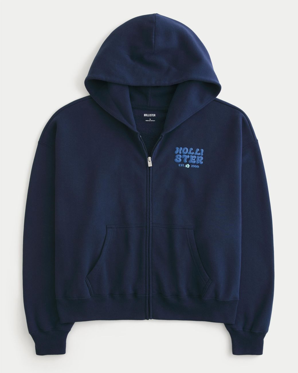 Hollister Blue Hollister Feel Good Easy Zip-up Logo Graphic Hoodie