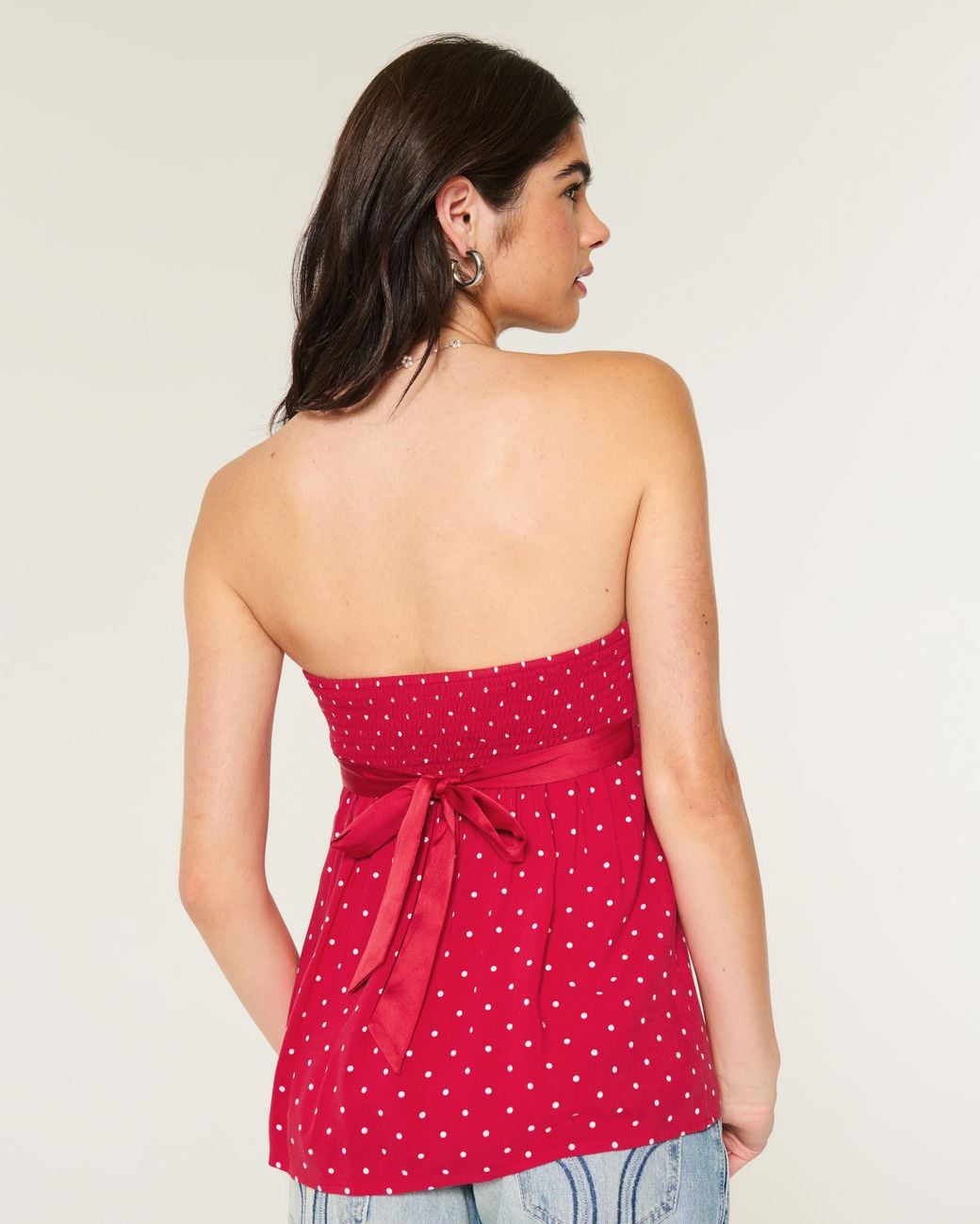 Hollister Red Easy Strapless Babydoll Top