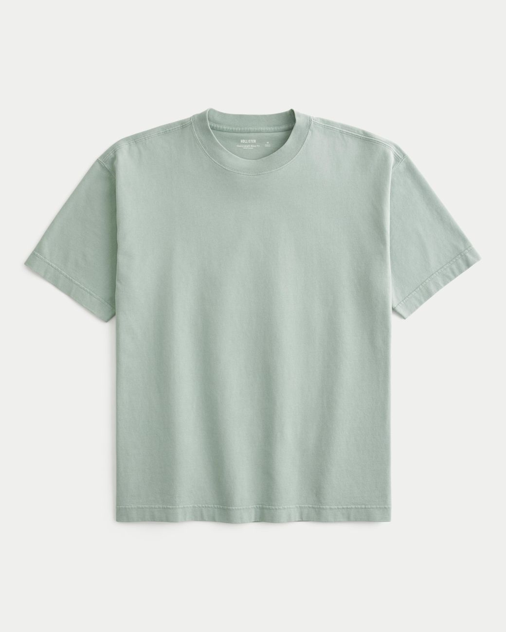 Hollister Green Boxy Heavyweight Washed Crew T-shirt for men