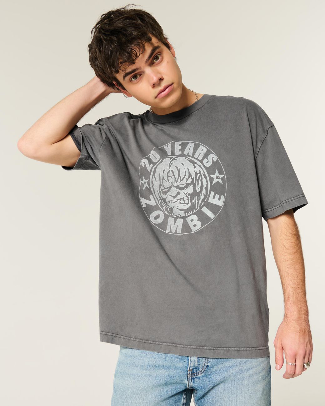 Hollister Gray Boxy Rob Zombie Graphic Tee for men