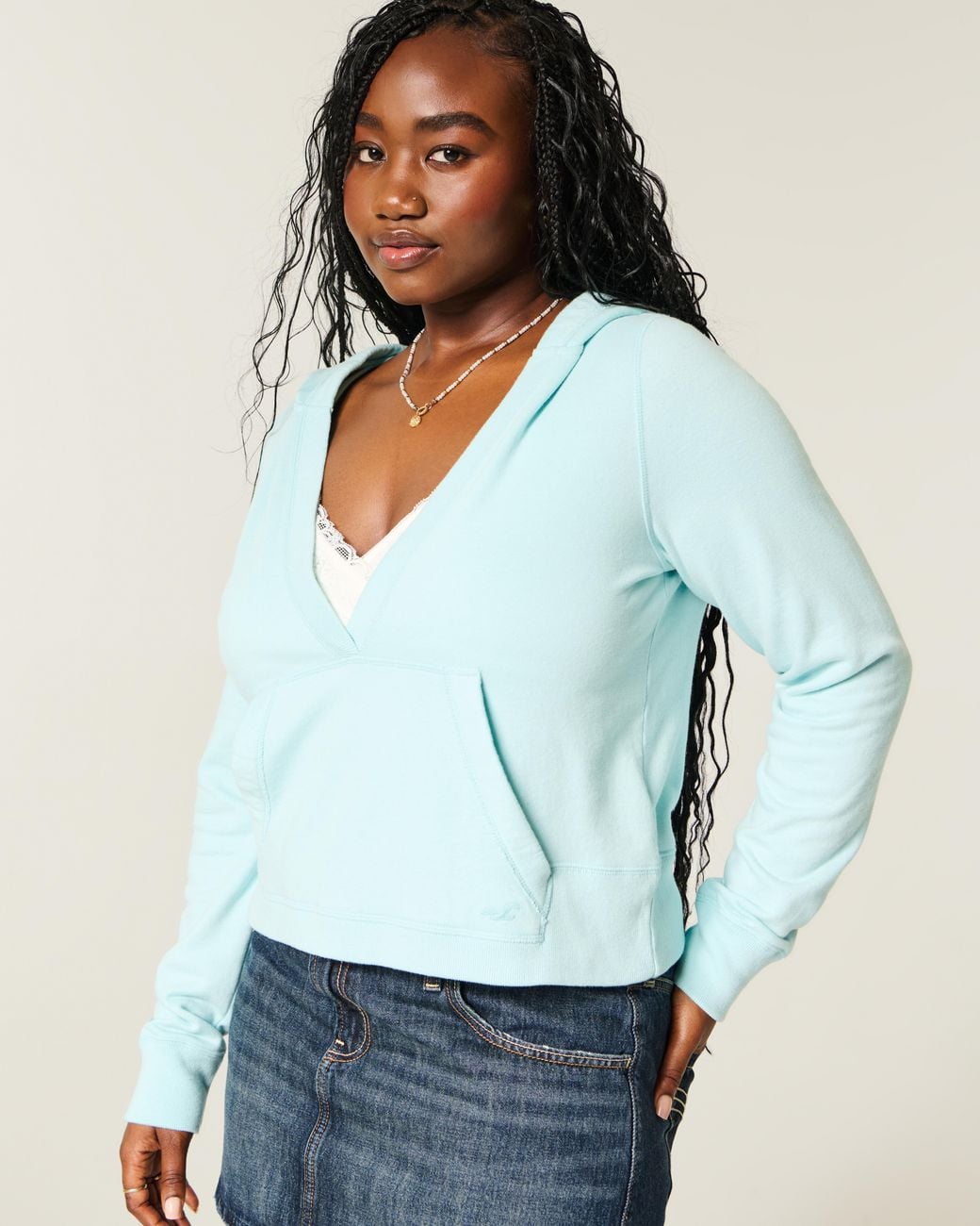Hollister Easy V-neck Hoodie in Blue | Lyst UK