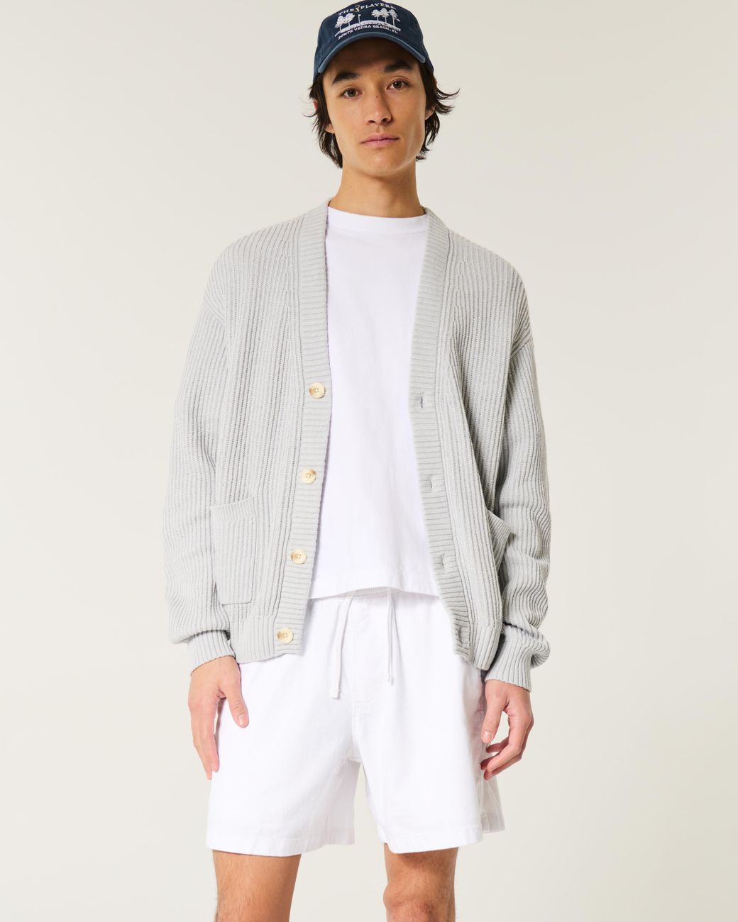 Hollister White Mid-thigh Linen-blend Pull-on Shorts for men