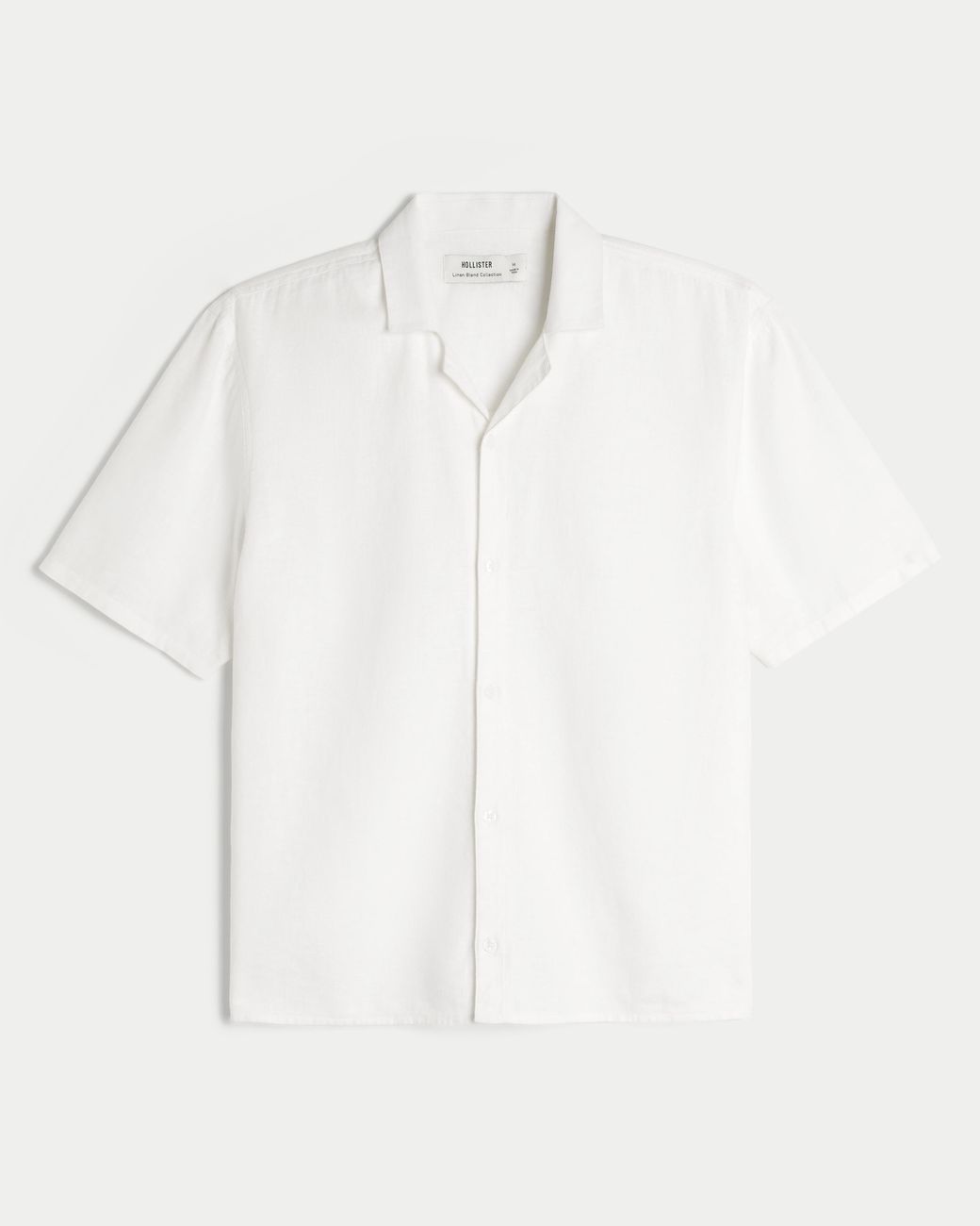 Hollister White Boxy Short-sleeve Linen-blend Shirt for men