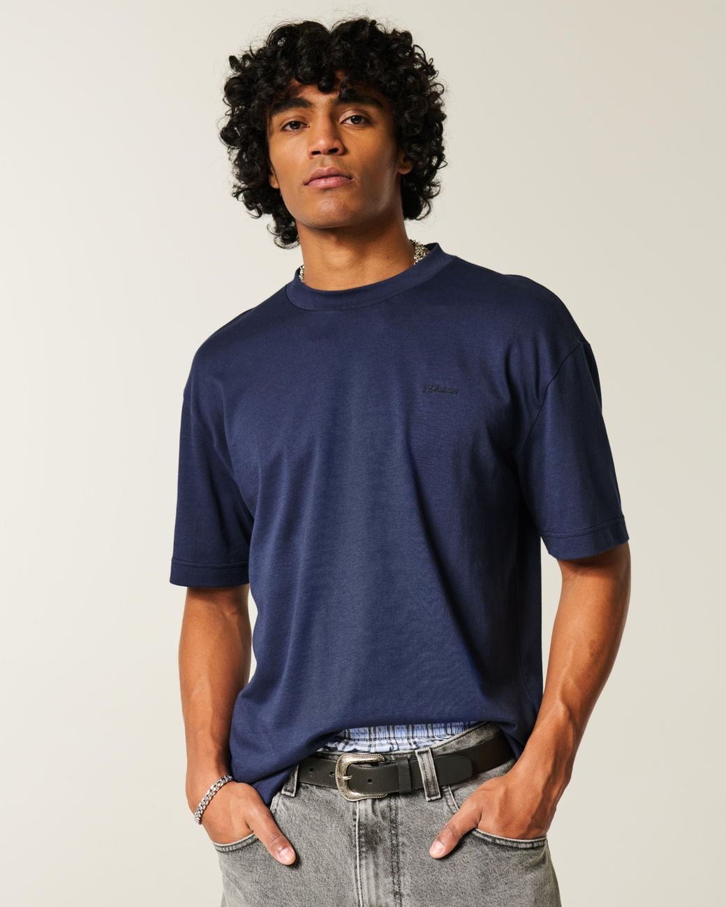 Hollister Blue Boxy Logo Cooling Tee for men