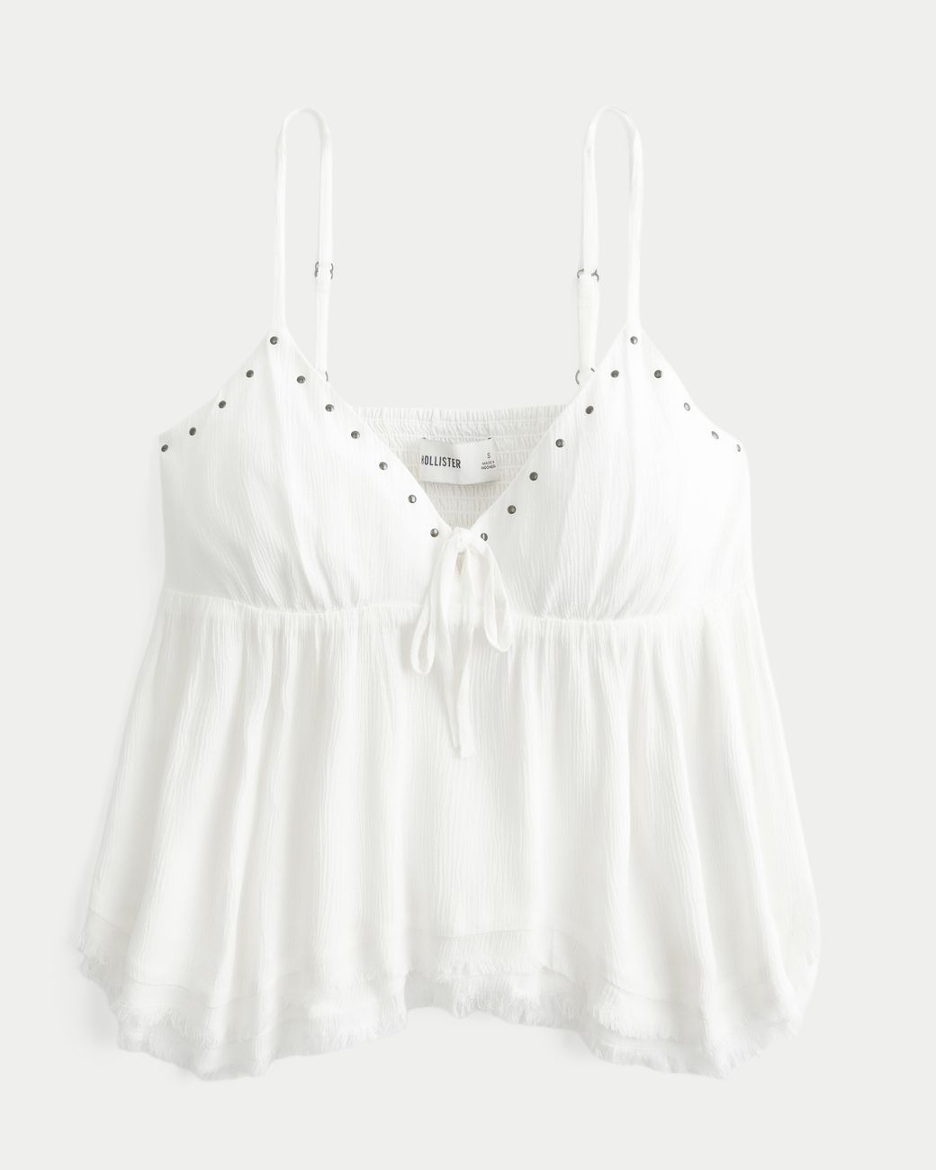 Hollister White Easy Shine Ruffle Babydoll Top