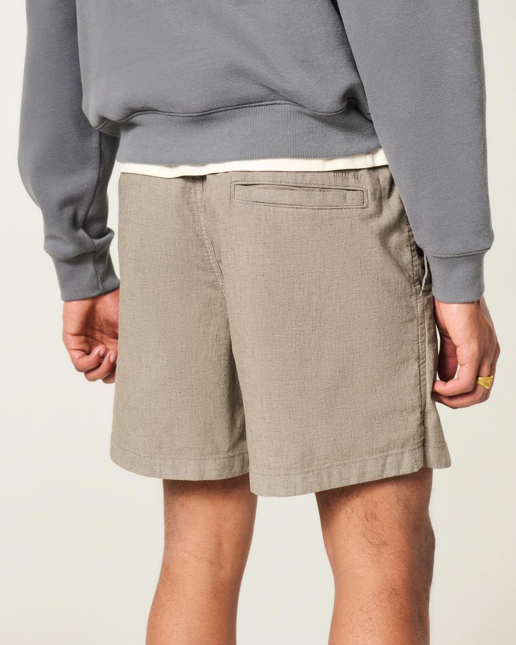 Hollister Gray Mid-thigh Linen-blend Pull-on Shorts for men