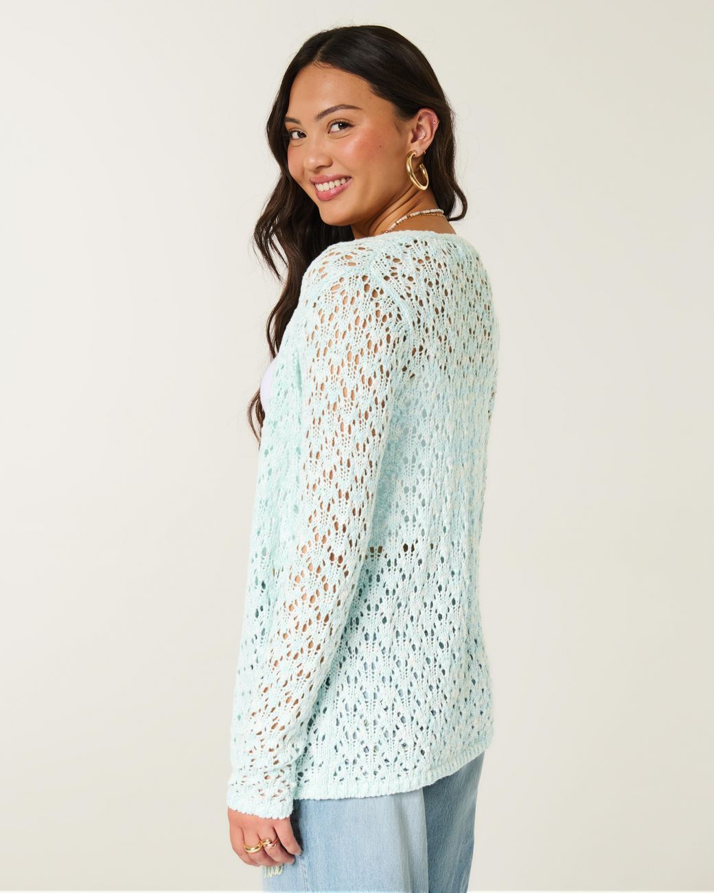 Hollister Blue Open-stitch No-close Cardigan