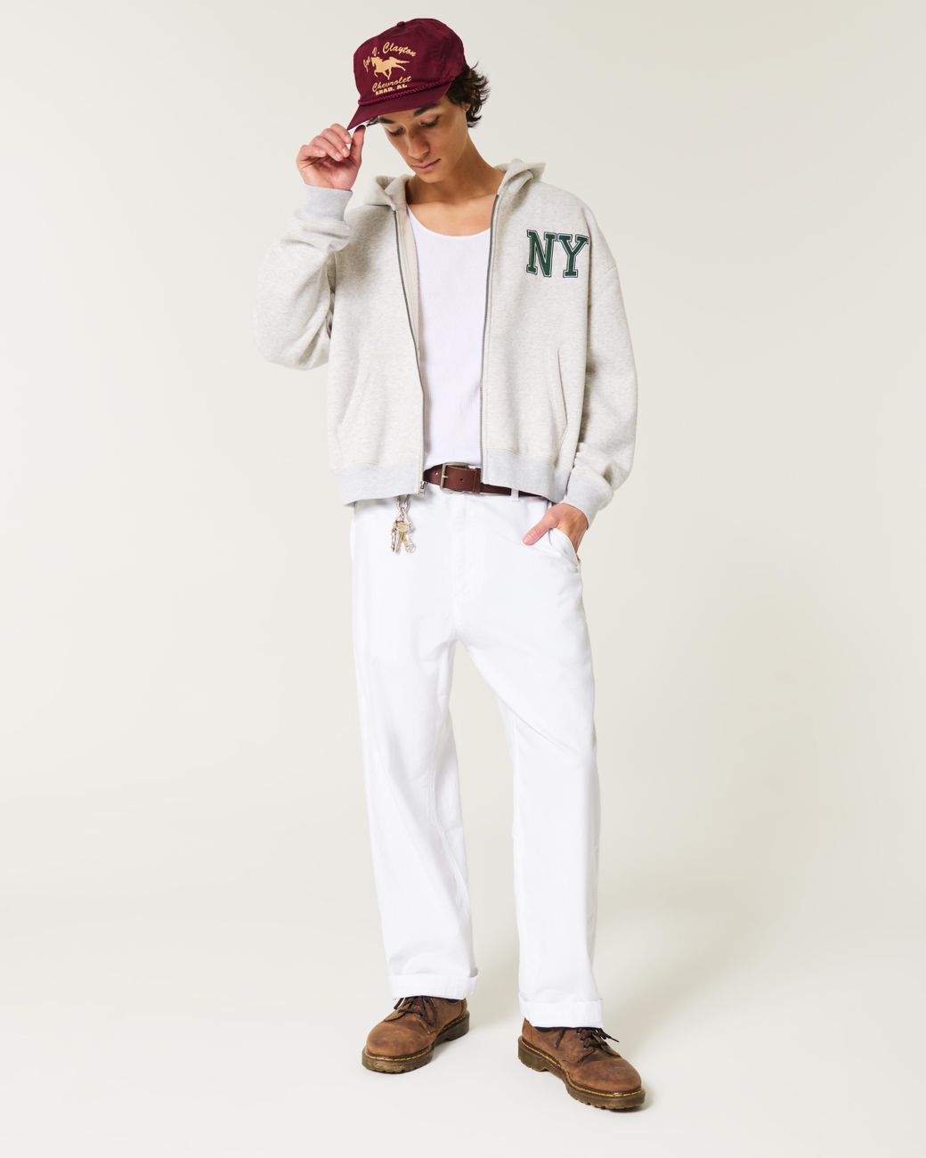 Hollister White Linen-blend Flex-waist Baggy Pants for men