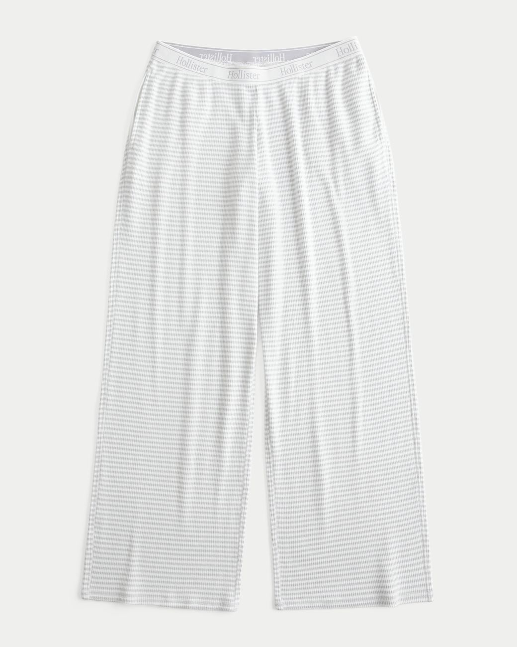 Hollister White Cozy Rib Elastic Waist Wide-leg Pants