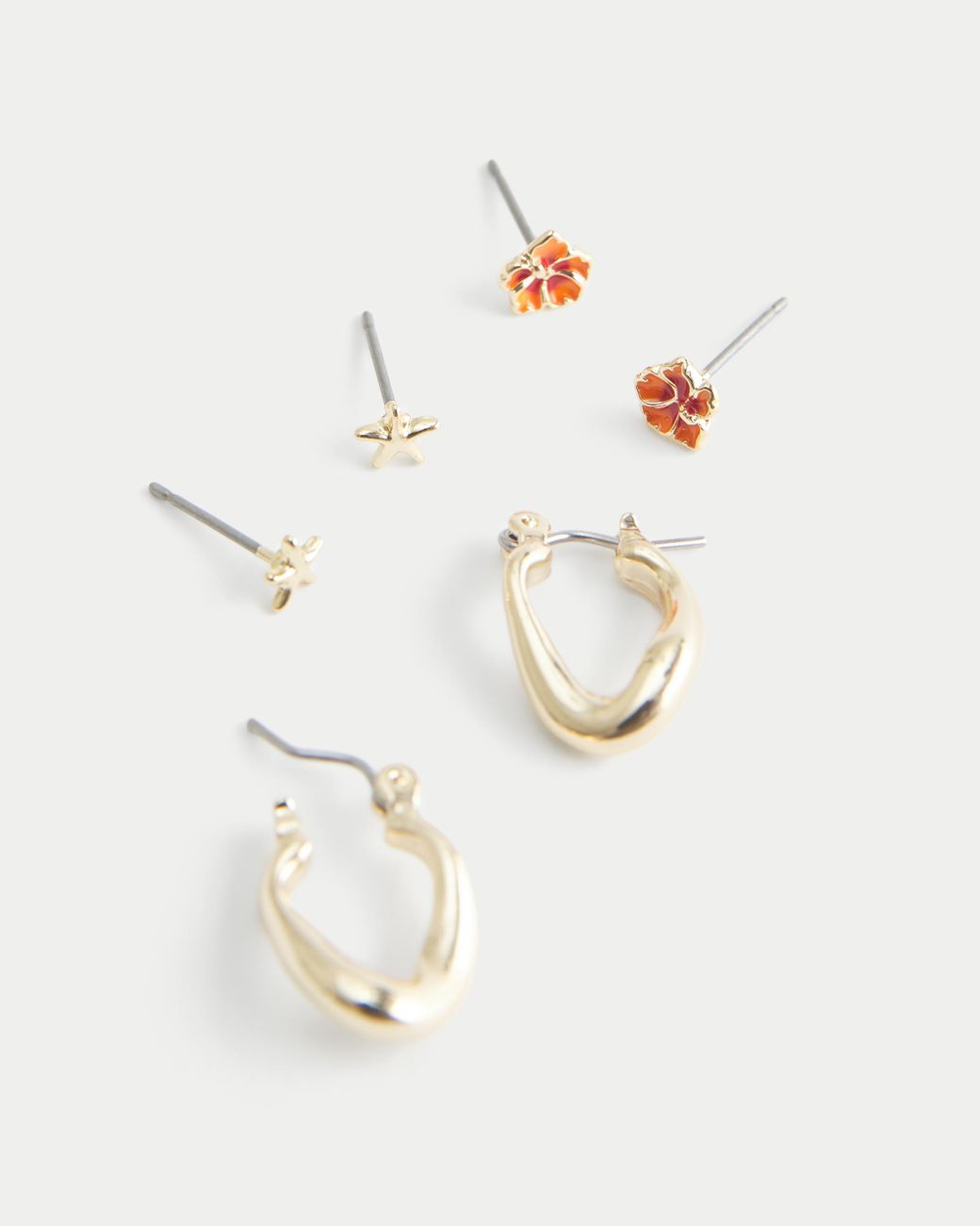 Hollister White Hibiscus & Hoop Earring 3-pack