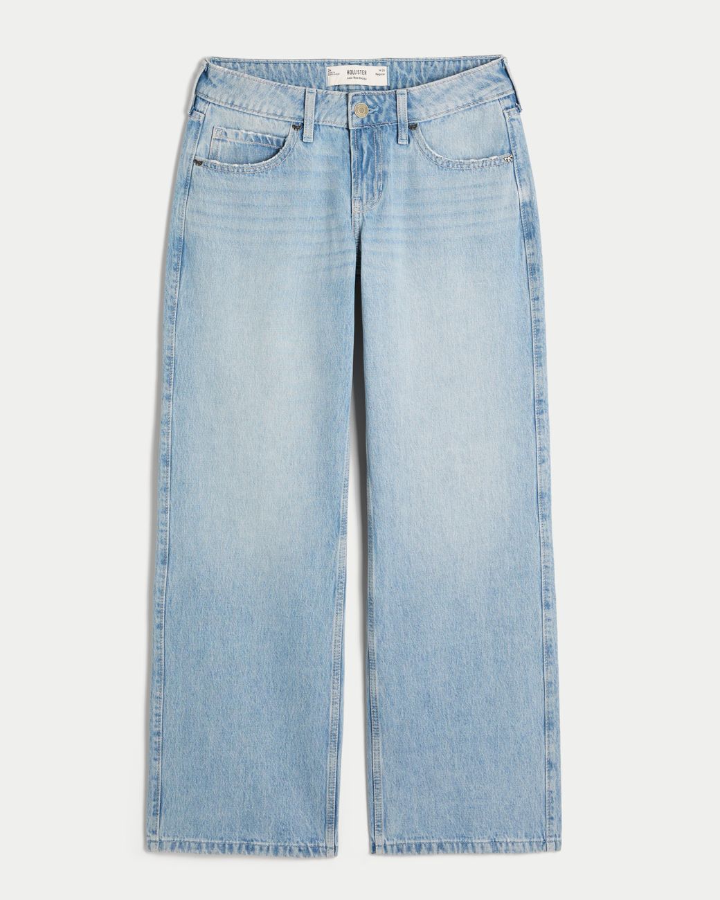 Hollister Blue Low-rise Light Wash Studded Bows Baggy Jeans