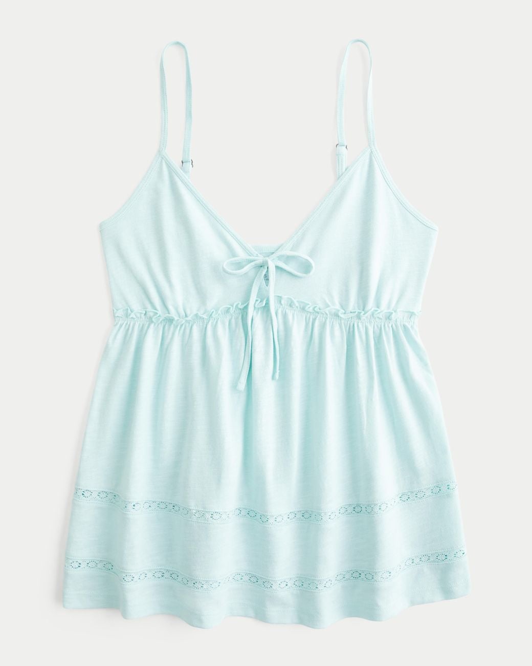 Hollister Blue Easy Tie Front Babydoll Top