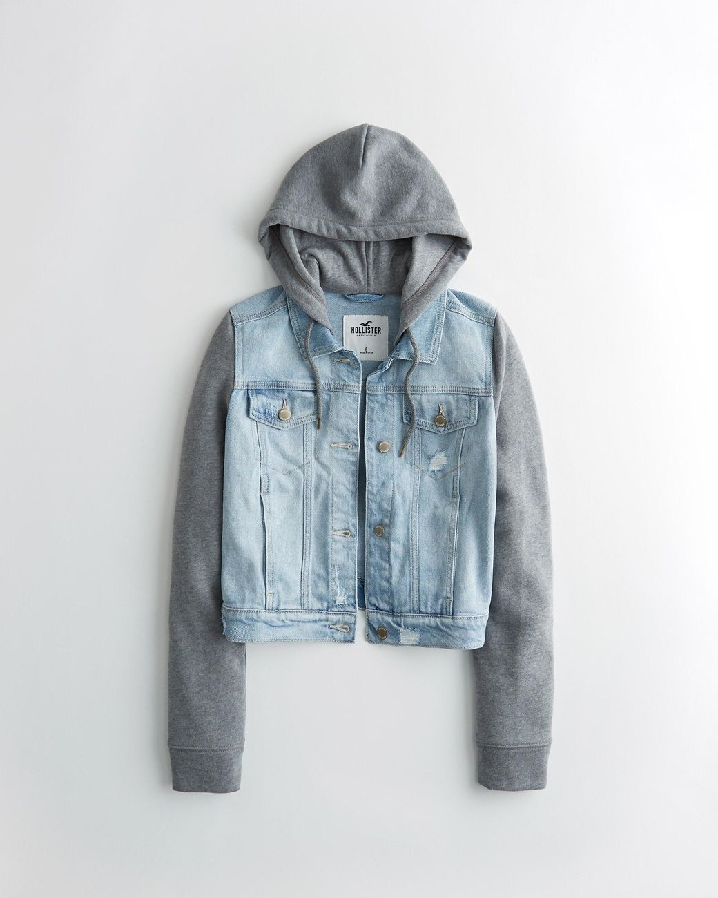 Hollister Crop Hooded Denim Jacket in 