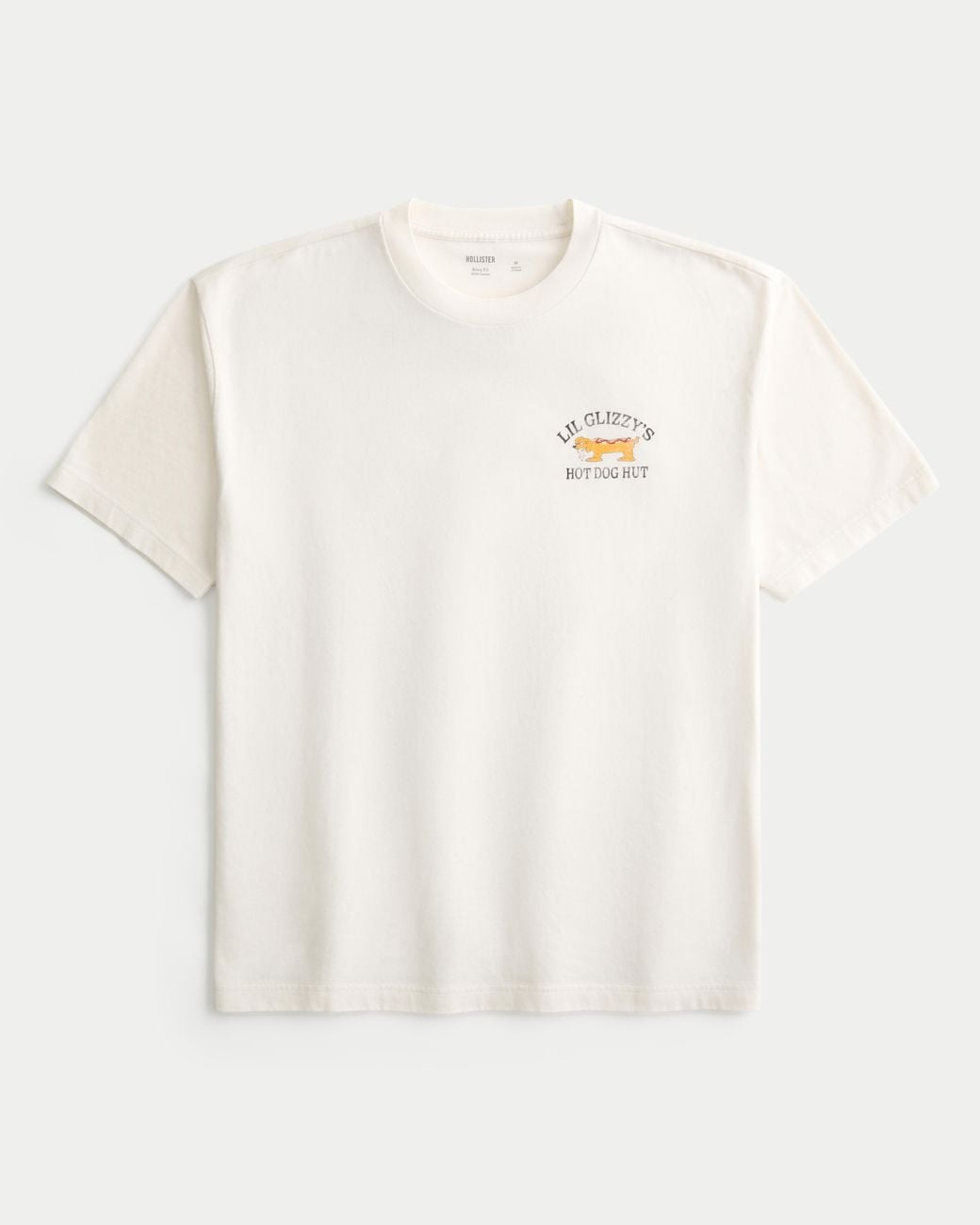 Hollister White Boxy Lil Glizzy's Graphic Tee for men
