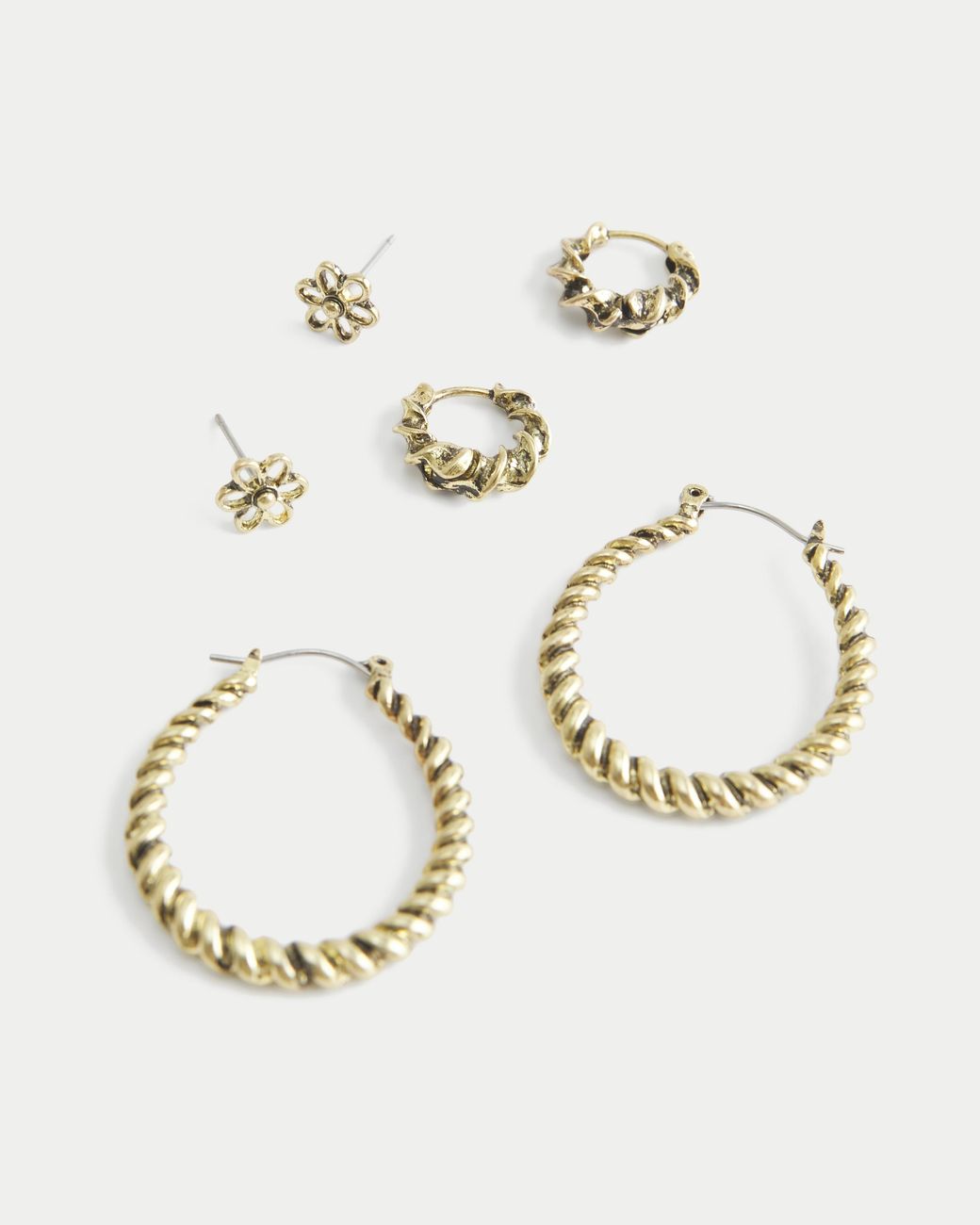 Hollister Natural Rope & Daisy Hoops & Stud 3-pack