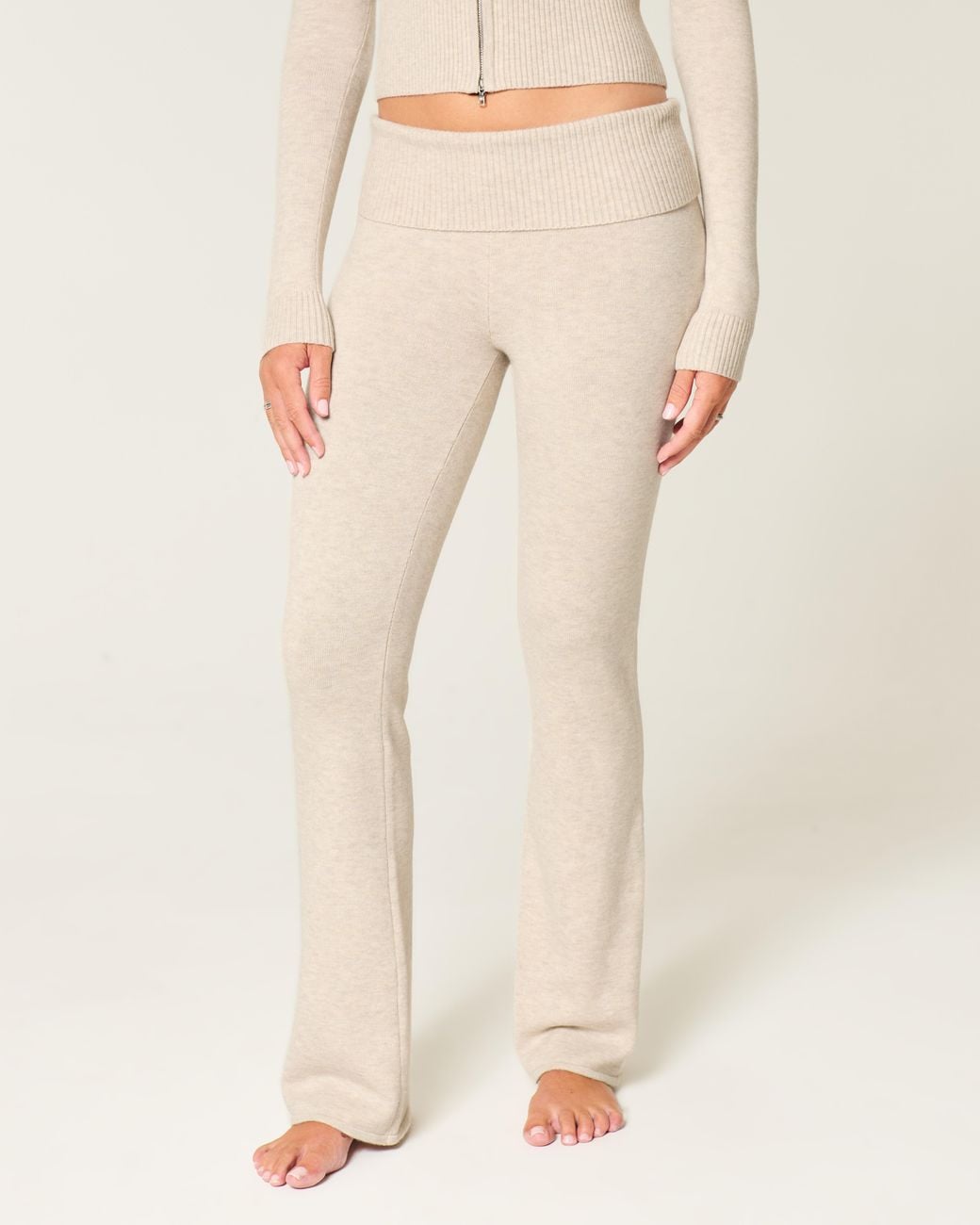 Hollister Natural Gilly Hicks Sweater-knit Foldover Bootcut Pants