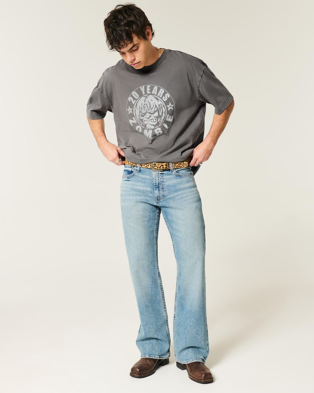 Hollister Gray Boxy Rob Zombie Graphic Tee for men