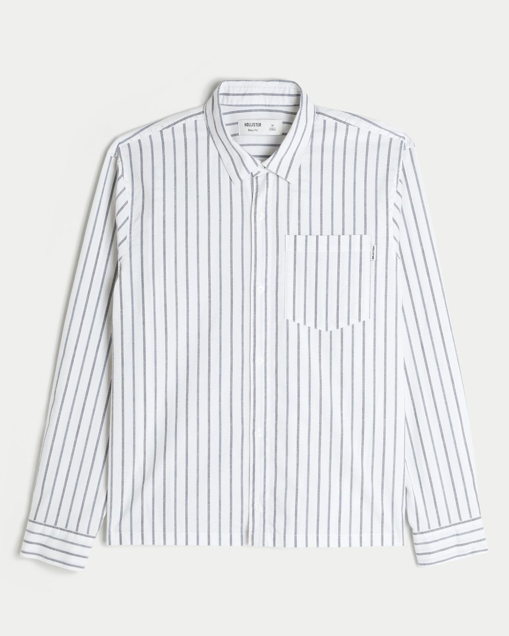 Hollister White Boxy Poplin Button Front Shirt for men