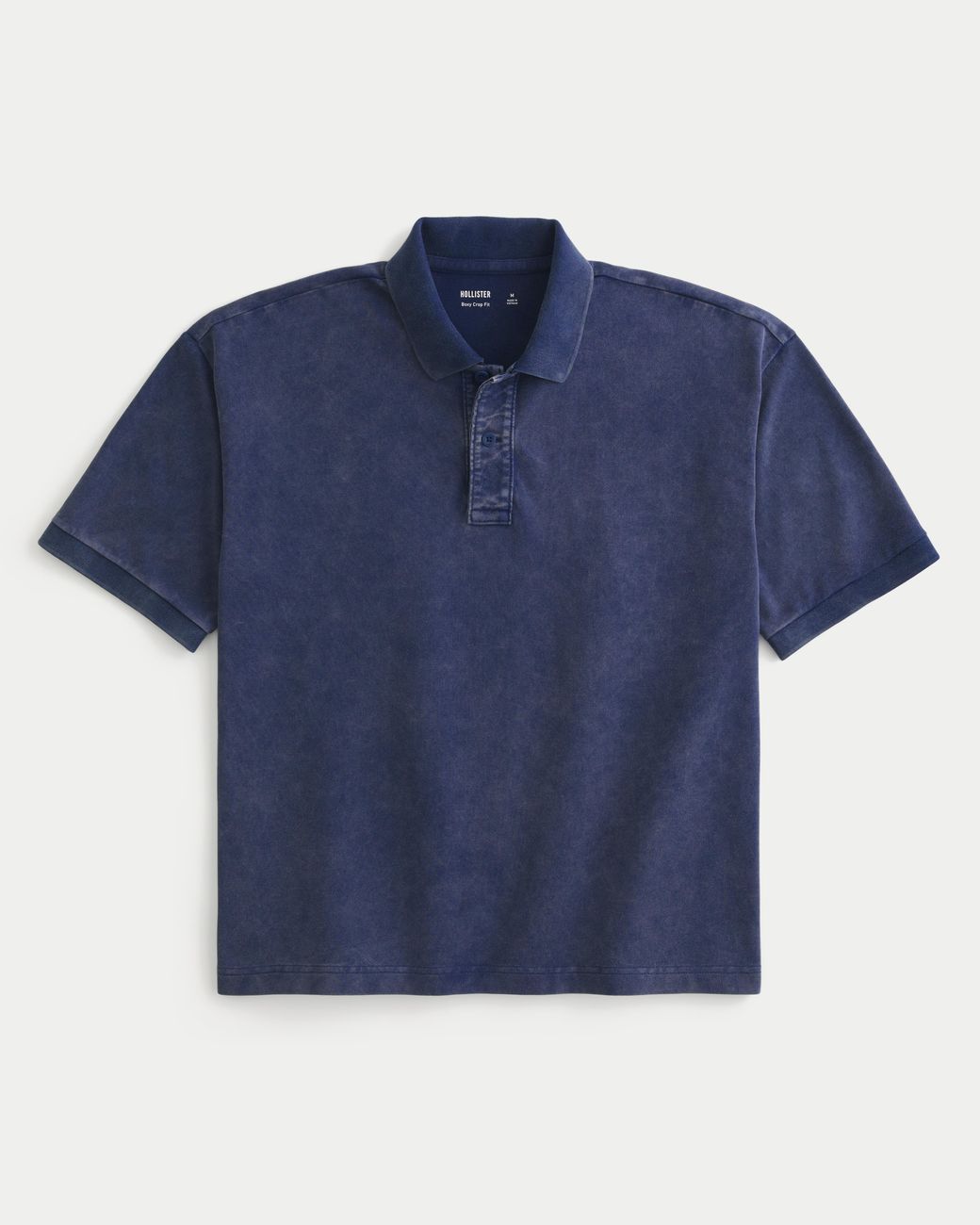Hollister Blue Boxy Crop Washed Polo for men