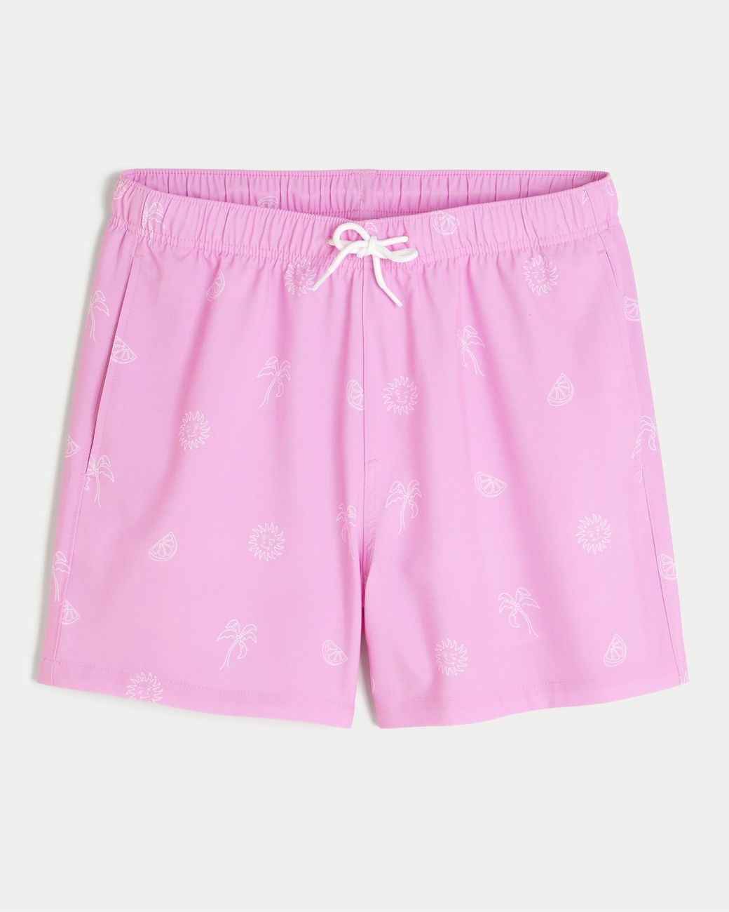 Hollister Pink Mid-thigh Swim Trunks for men