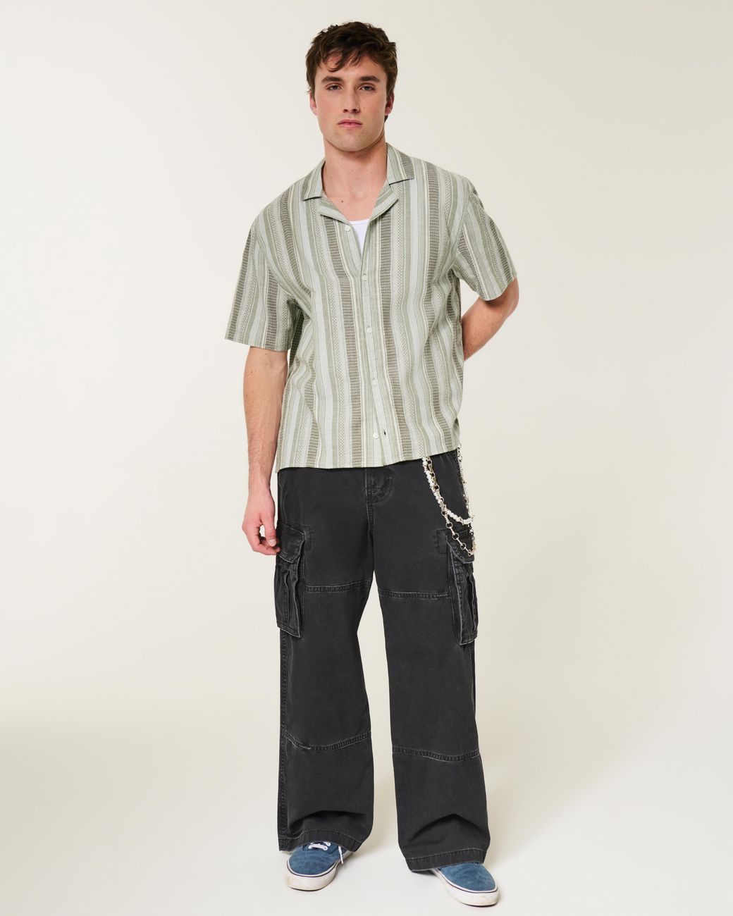 Hollister Gray Boxy Short-sleeve Textural Shirt for men