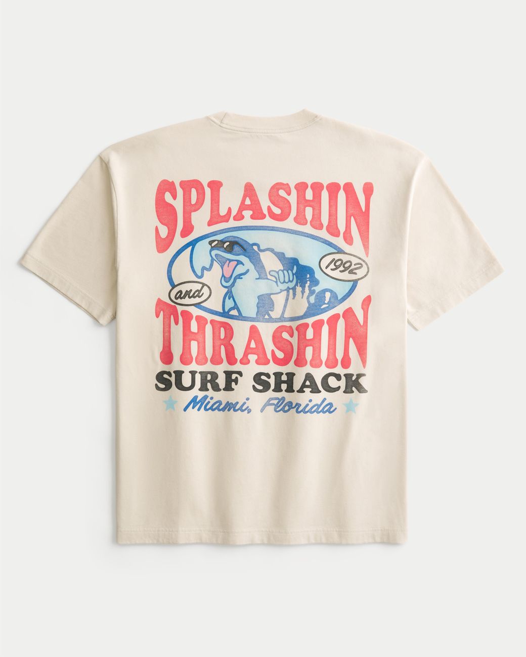 Hollister White Boxy Splashin Thrashin Graphic Tee for men