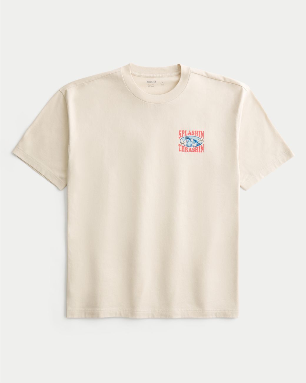 Hollister White Boxy Splashin Thrashin Graphic Tee for men