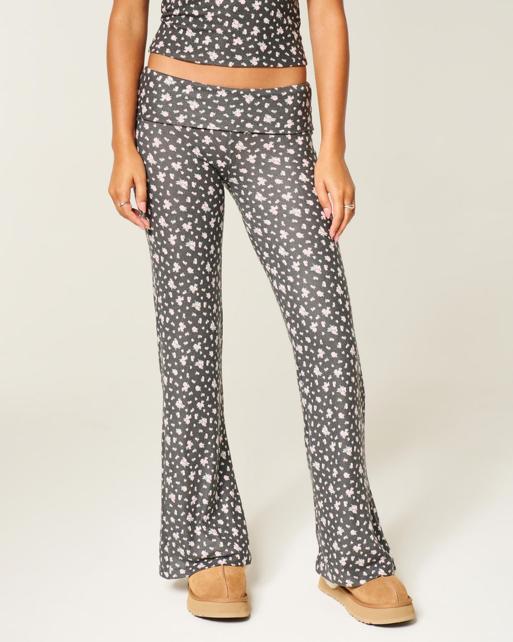 Hollister Multicolor Always Cozy Knit Foldover Waist Flare Pants
