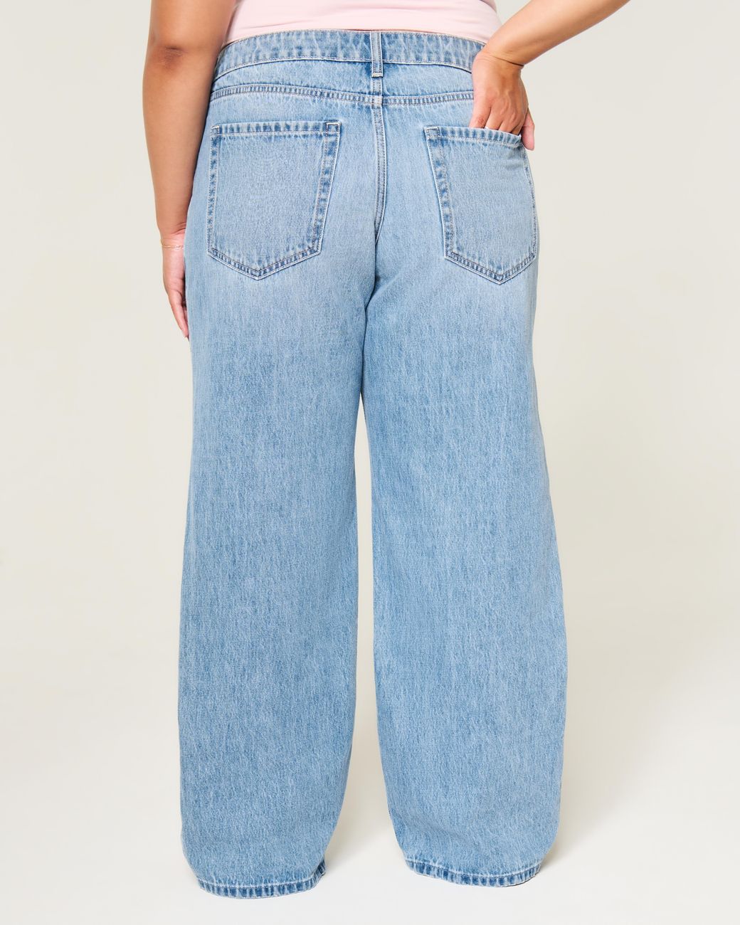 Hollister Blue Ultra Low-rise Medium Wash Baggy Jeans