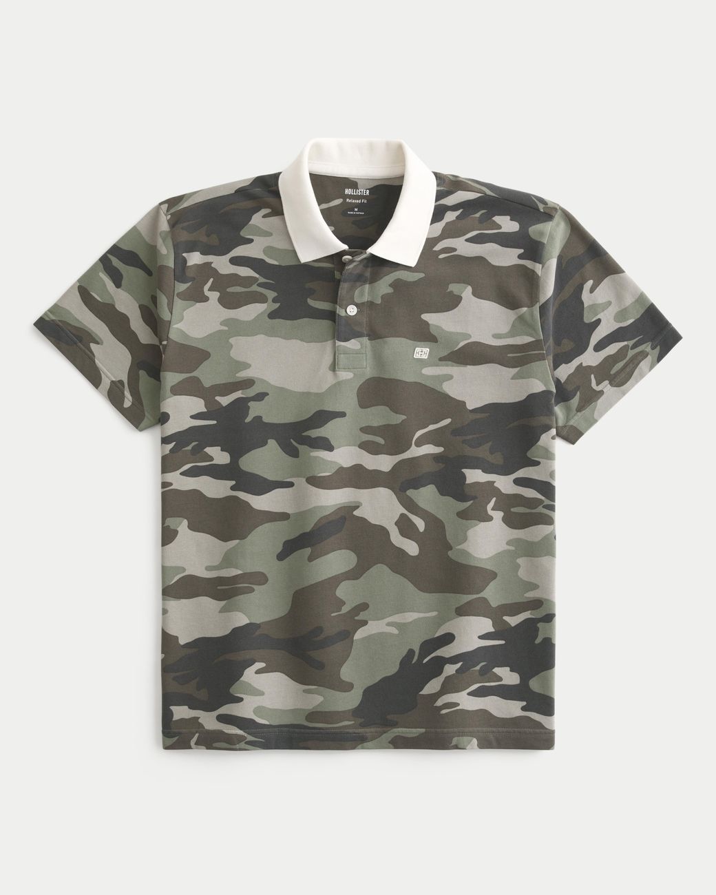 Hollister Gray Relaxed Camo Polo for men