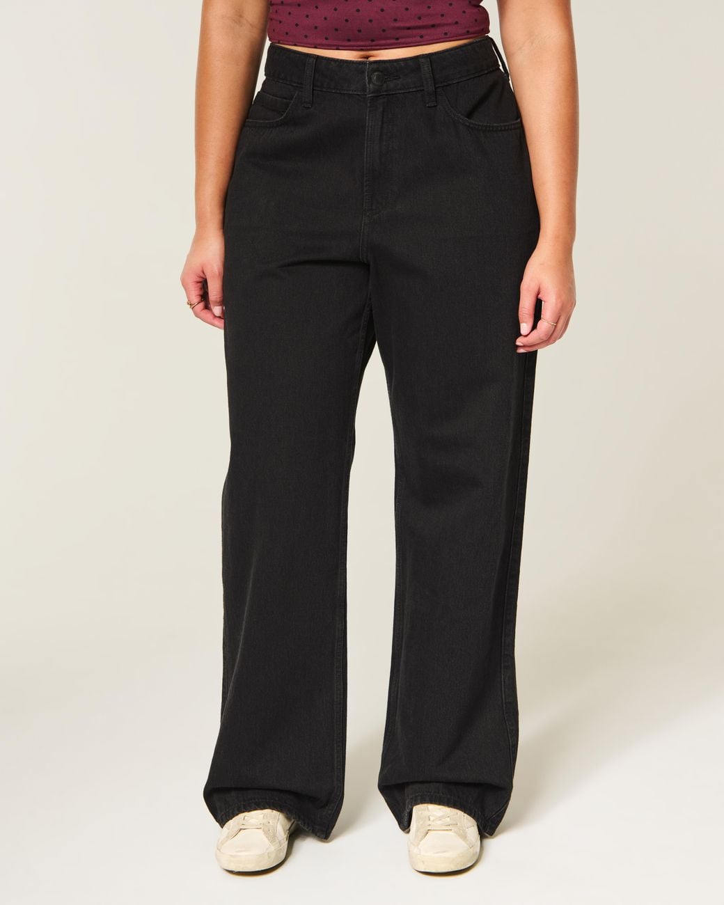 Hollister Black Curvy High Rise Baggy Jeans
