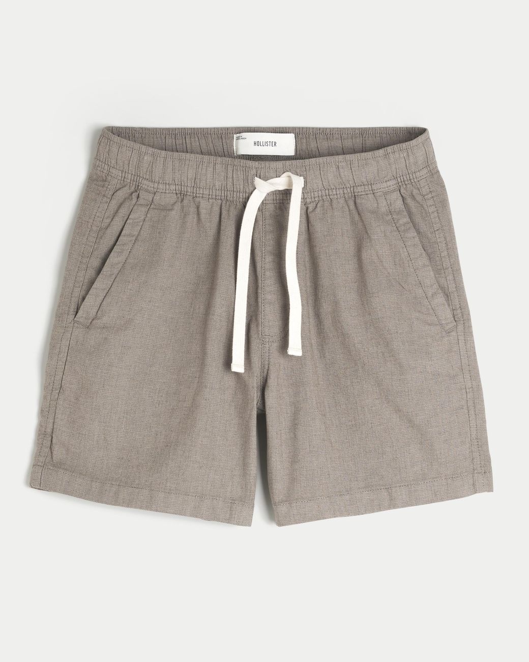 Hollister Gray Mid-thigh Linen-blend Pull-on Shorts for men