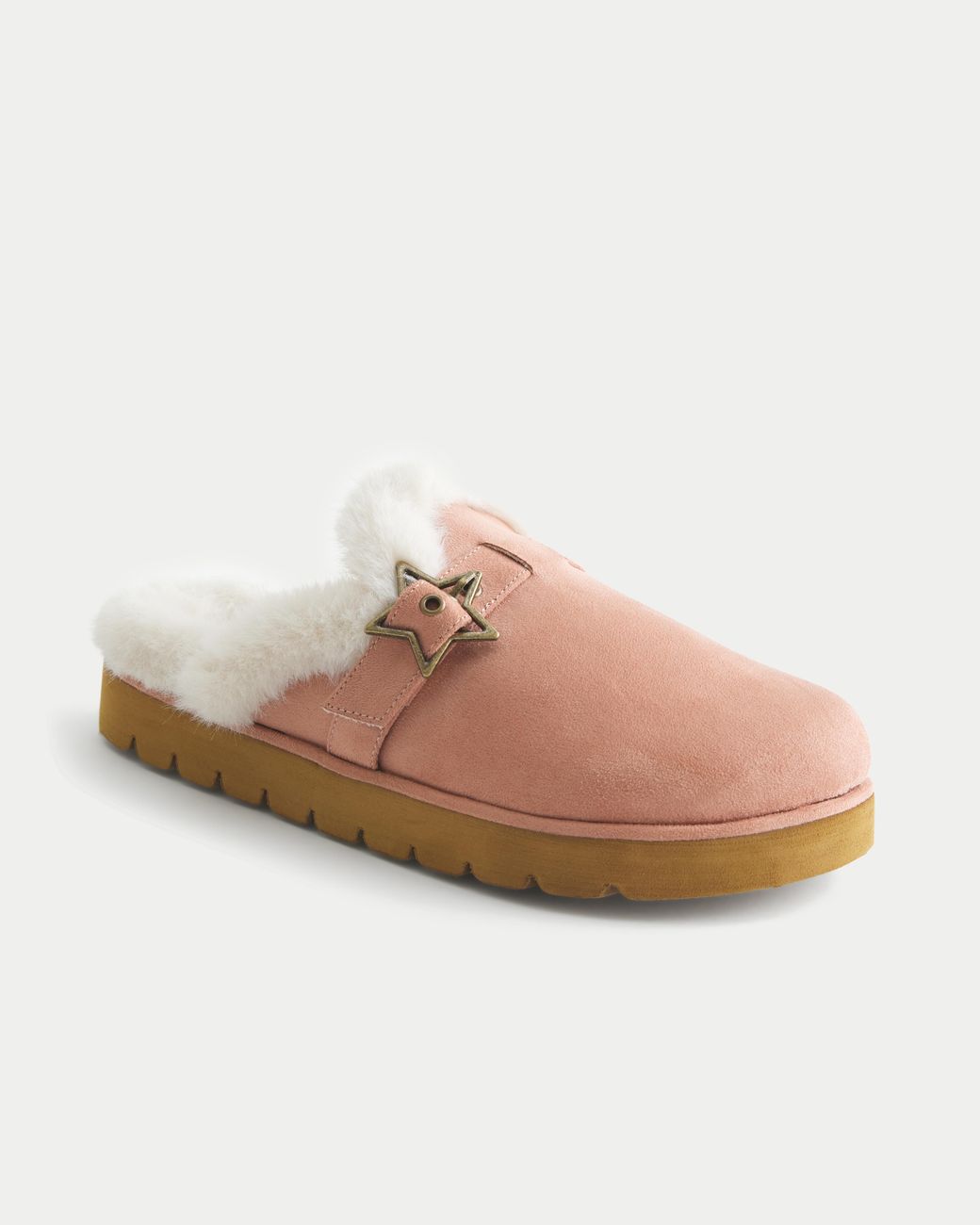 Hollister Natural Faux Fur-lined Platform Slipper Sandals