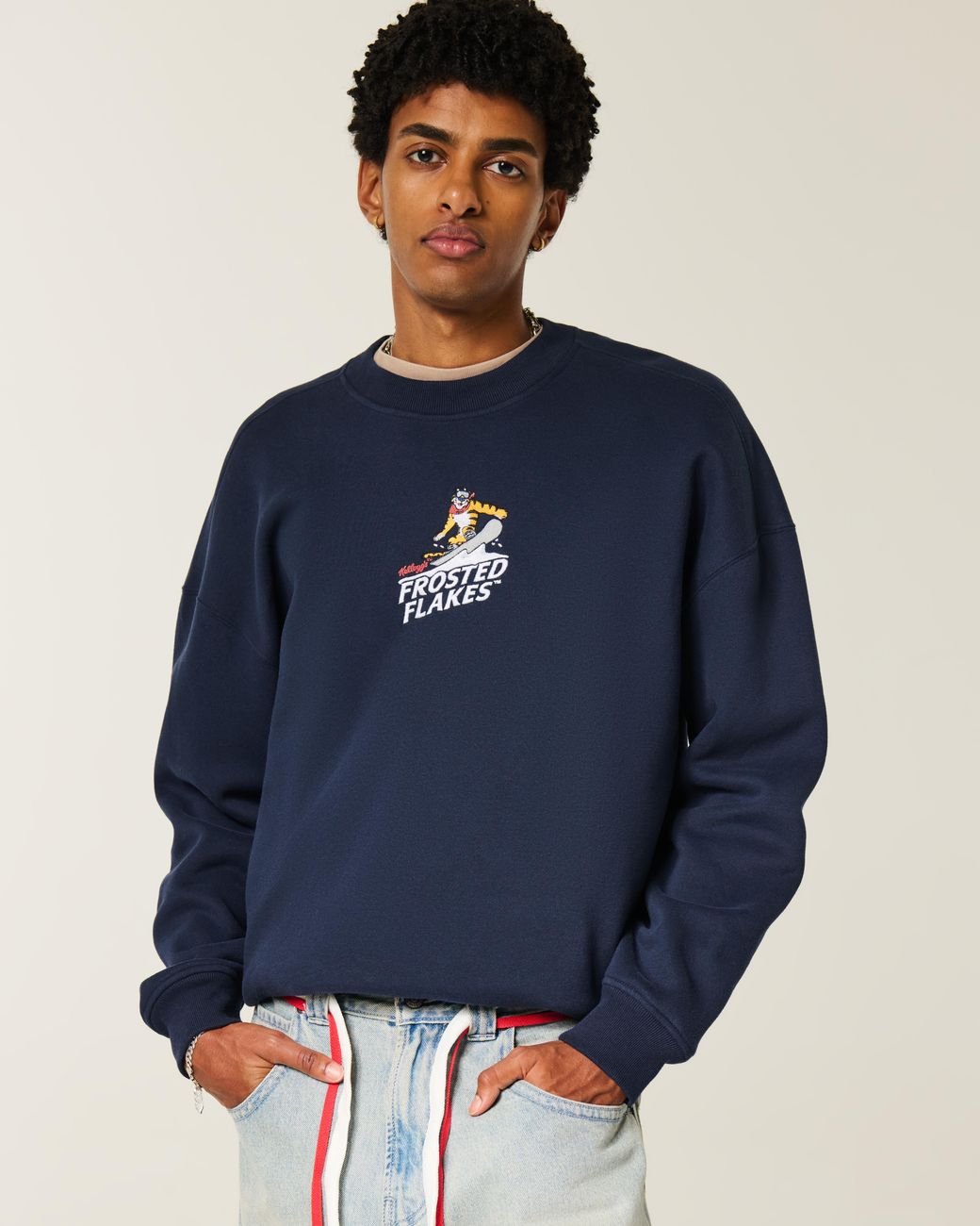 Hollister Blue Boxy Frosted Flakes Graphic Crew Sweatshirt for men