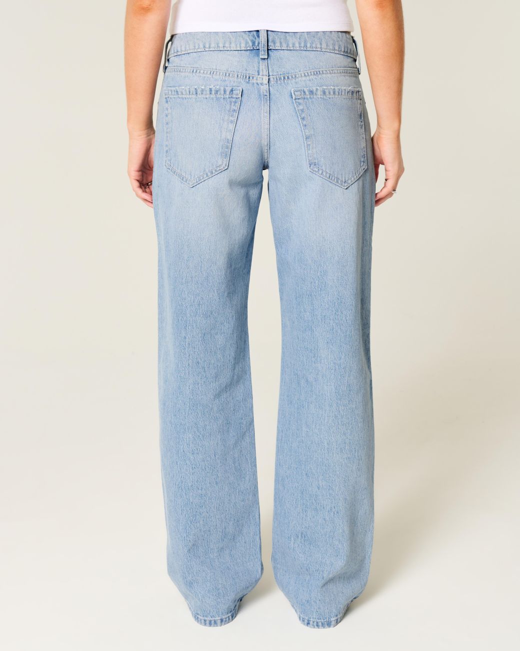 Hollister Blue Low-rise Light Wash Studded Bows Baggy Jeans