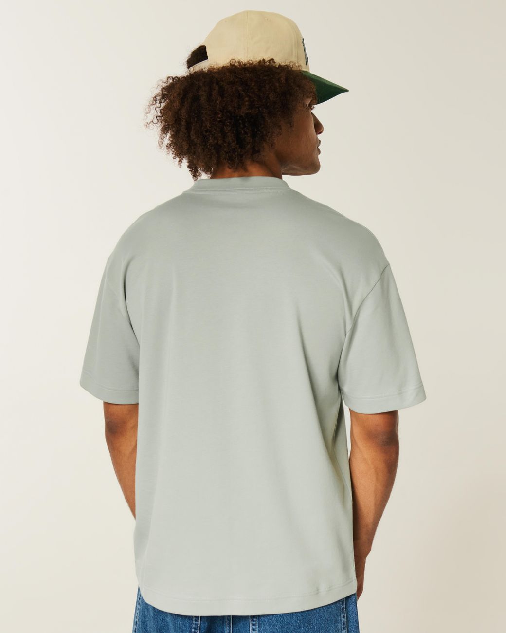 Hollister Gray Boxy Logo Cooling Tee for men