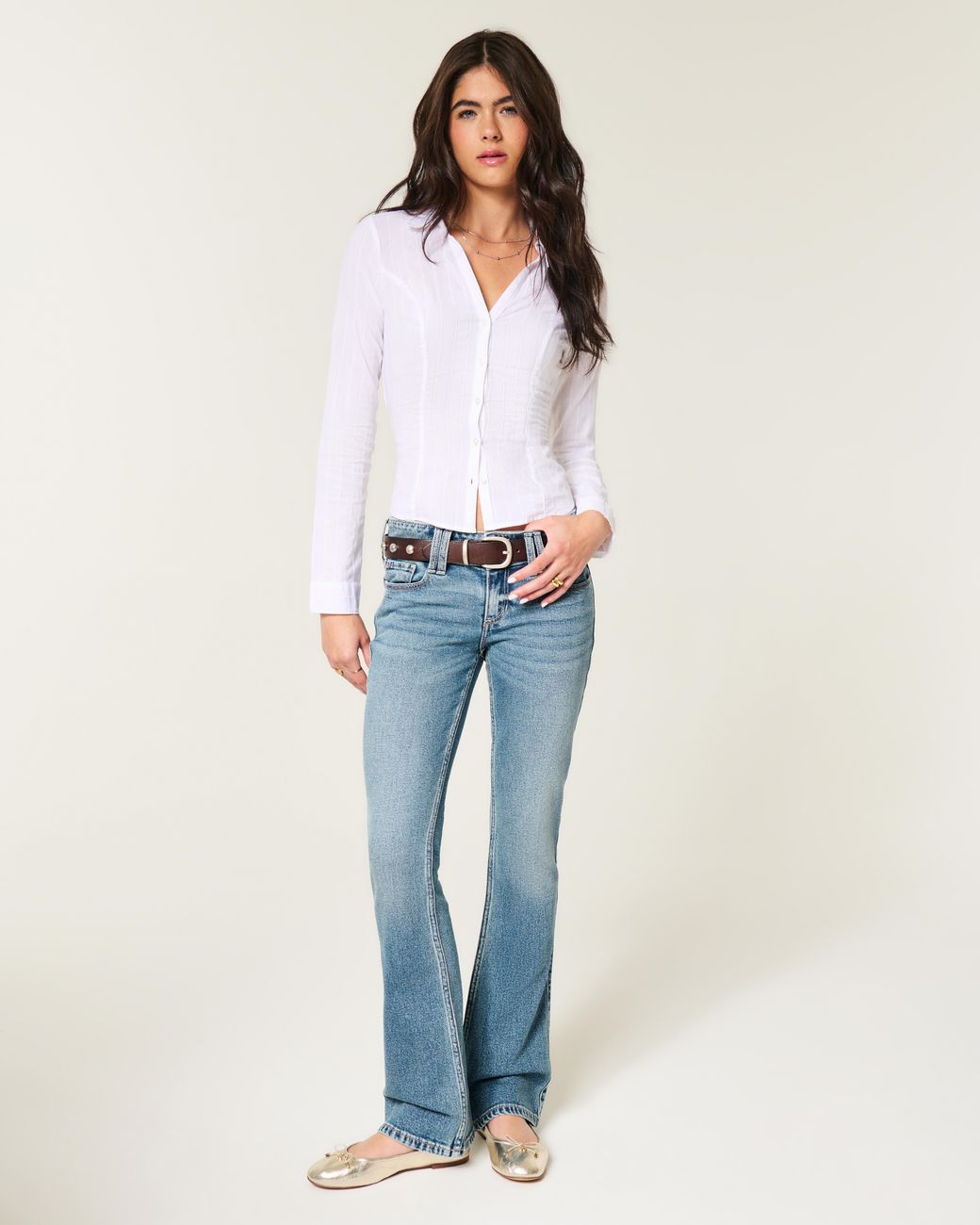 Hollister Blue Low-rise Medium Wash Bootcut Jeans