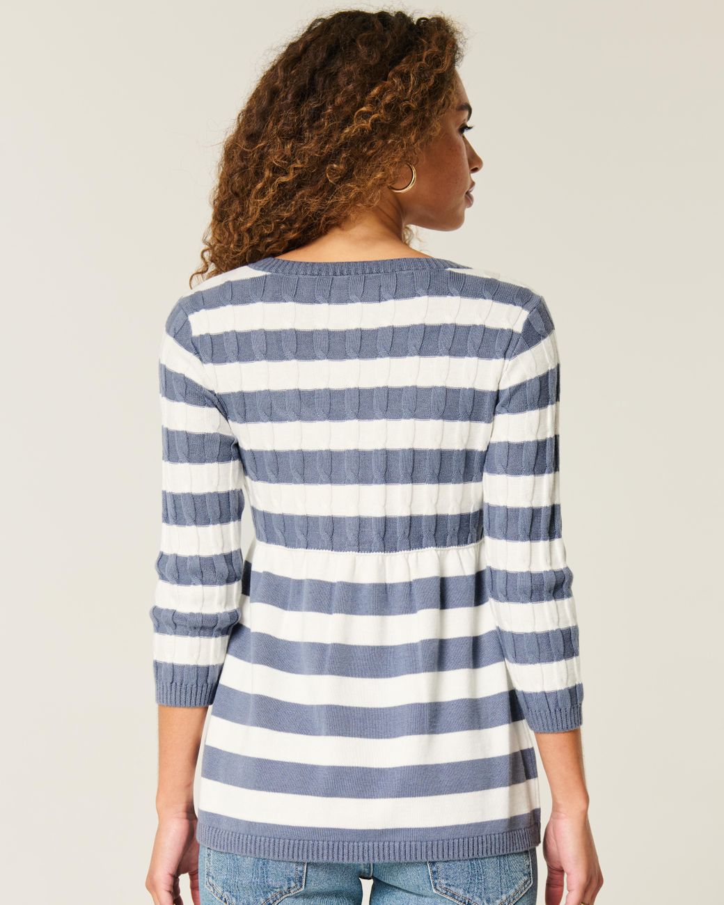 Hollister Blue Cable-knit Babydoll Sweater