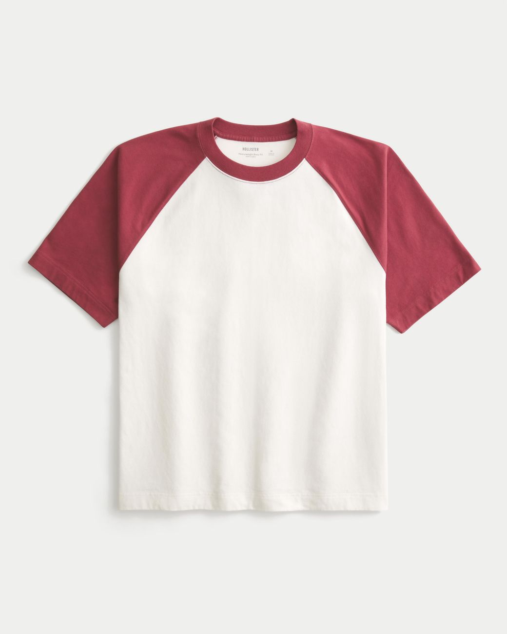 Hollister White Boxy Heavyweight Cotton Raglan Crew T-shirt for men